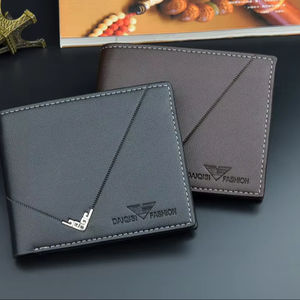 กระเป๋าสตางค์หนัง PU แบบใหม่ ดีไซน์บาง สำหรับผู้ชาย ราคาสุดคุ้ม แบบพับสองตอน ใส่บัตรและเงินได้ - Product Image 1