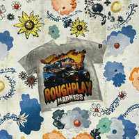 T-shirt décontracté à manches courtes pour homme RoughPlay Madness, 100 % coton, coupe classique, impression numérique vierge, idéal pour l'été