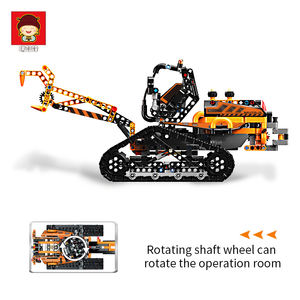 ชุดตัวต่อพลาสติกเพื่อการศึกษา,ชุดรถบรรทุกบล็อกก่อสร้างแบบ Diy ขนาดเล็ก814ชิ้นเกมกระดาน <span class=keywords><strong>Brainbox</strong></span> รถตักตีนตะขาบ - Product Image 4