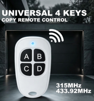 Télécommande universelle pour porte de garage HFY-512DK, clonage 4 boutons, 433,92/315 MHz, avec indicateur LED