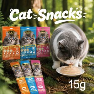 WIMOW Snacks para Gatos, Puré Húmedo <span class=keywords><strong>de</strong></span> Atún, 15g, 5 Unidades, Sin Almidón, Sin Conservantes, para Gatos, Gatitos y Adultos, Marca Privada OEM - Product Image 6