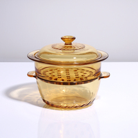 Nouveau cuiseur à vapeur de cuisine à double usage de couleur ambre de style de luxe avec résistance aux hautes températures