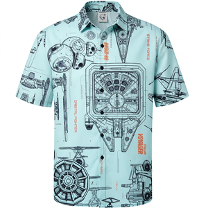 Chemise hawaïenne pour homme en coton tissé imprimé numériquement, manches courtes, boutonnée, décontractée, style Aloha, pour la plage et les vacances - Product Image 4