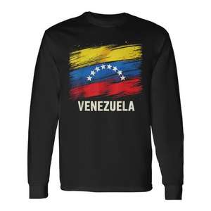 T-shirt à manches longues avec drapeau du Venezuela, unisexe adulte, col rond, impression numérique, promotionnel - Product Image 1