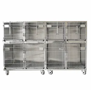 Full round corner 8 door Multi unit pet cage stainless steel veterinary dog Cage type C