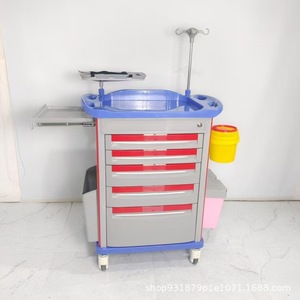 Chariot médical en ABS, chariot mobile pour infirmières avec tiroirs et poubelles pour usage hospitalier - Product Image 5