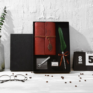 Cổ Lông Quill Bút Máy Tính Xách Tay Thiết Lập 15Ml Mực Acrylic Chủ PU Notepad Thư Pháp Biểu Tượng Tùy Chỉnh Quà Tặng Bút Thiết Lập - Product Image 1