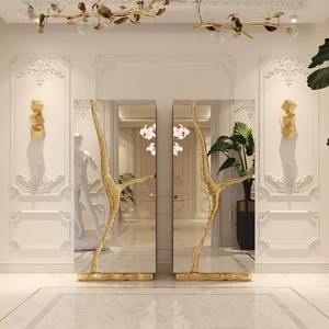Ensemble de chambre à coucher Luxury Accent Meubles design Luxueux italie meubles de décoration intérieure <span class=keywords><strong>2</strong></span> <span class=keywords><strong>portes</strong></span> en acier inoxydable armoire mobile - Product Image 1