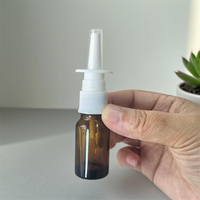10ml bouteille de pulvérisation nasale en verre ambré blanc en plastique pompe à brouillard diffuseur d'huile buse médicale échantillon gratuit disponible 50ml 100ml tailles