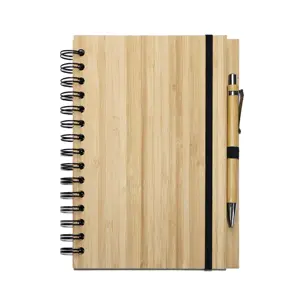 Couverture en bambou Smart A5 planificateur de cahier écologique en bambou pour étudiant avec stylo