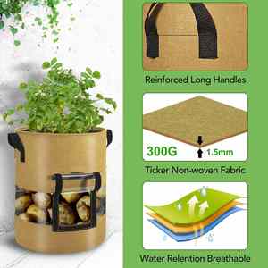 Sac de plantation non tissé robuste et épaissi pour aération, 7 gallons, pour fraises et patates douces, avec fenêtre à rabat - Product Image 5