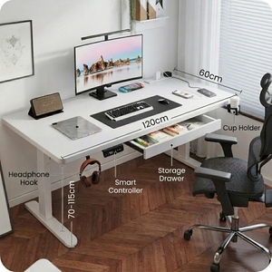 <span class=keywords><strong>Escritorio</strong></span> Moderno de Altura Ajustable de 120x60cm con Amplio Cajón de Almacenamiento, <span class=keywords><strong>Mesa</strong></span> de Oficina Ergonómica Profesional - Product Image 1