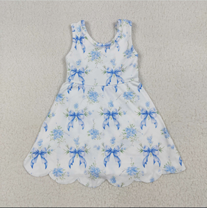 ชุดเดรสเด็กผู้หญิงลายดอกไม้ผูกโบว์แบบสั้นระดับเข่าสำหรับเล่นโยคะ - Product Image 4