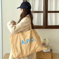Sac fourre-tout en toile rayé personnalisé, imprimé, écologique, pour la plage, les voyages, réutilisable, avec logo