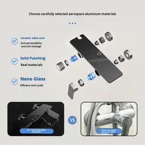 Robinet de douche mural moderne en alliage d'aluminium, avec douchette pluie polie de luxe à poignée unique et valve en céramique, directement de l'usine - Product Image 3