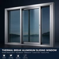 Ventana Corredera de Aluminio con Rotura de Puente Térmico, Doble Acristalamiento, Vidrio Low-E, Insonorizada, Impermeable, Tamaño Personalizado, Precio de Fábrica