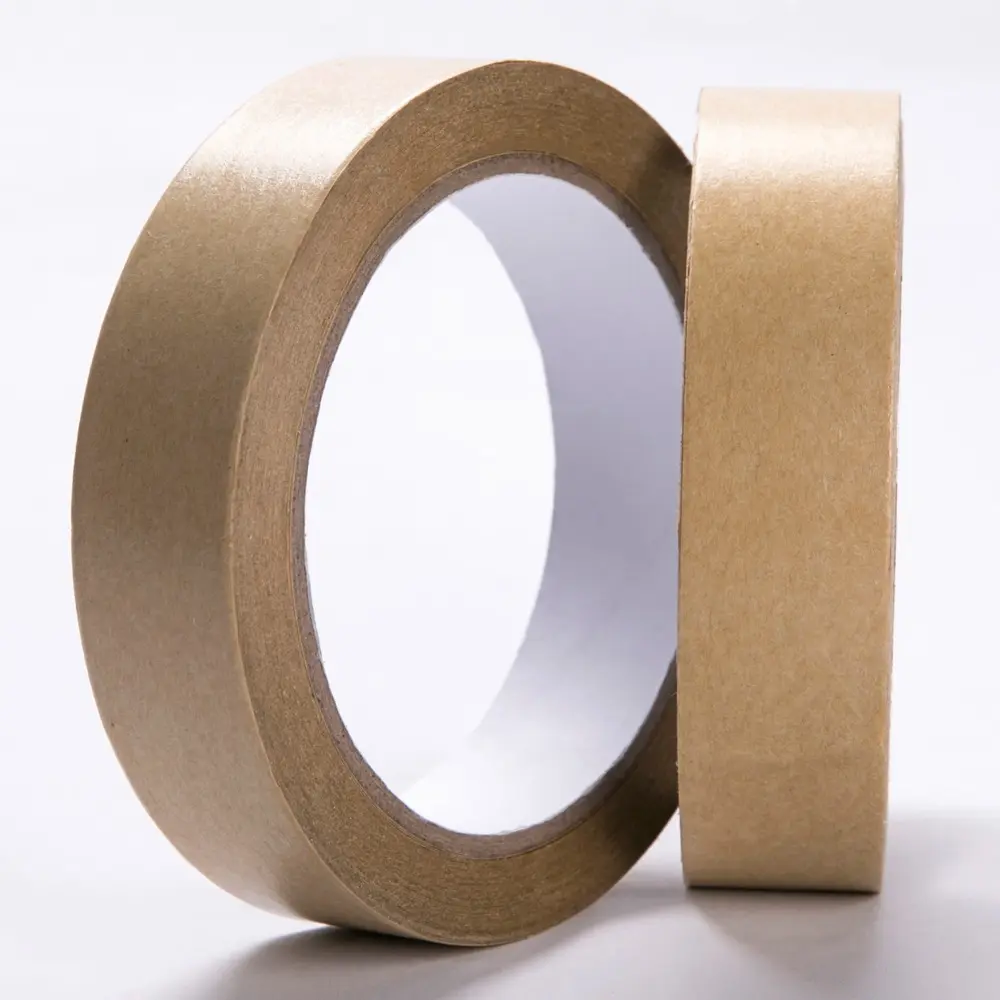 Custom Design Logo Reinforced Gummed Kraft Paper Packaging Tape Water Activated Eco Friendly Biodegradable Brown Kraft Tape