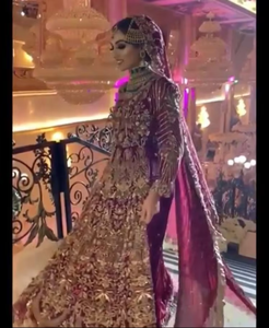 Belle robe de mariée traditionnelle indienne/pakistanaise élégante longueur de plancher en acétate broderie lourde Zardozi pour mariage ATIYA - Product Image 6
