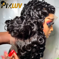Perruque Chioma en promotion, perruque courte bouclée 13x4 HD avec dentelle transparente, perruque en cheveux humains naturels noirs pour femmes noires
