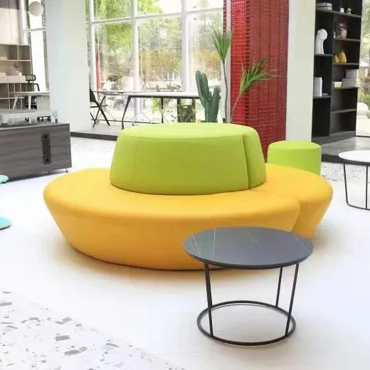 Sofa penerimaan sofa lingkaran bulat bagian sofa lobi solusi modular pauf ottoman desain interior furnitur komersial