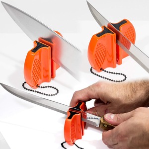 Aiguiseur de couteaux portable d'extérieur en plastique ABS, céramique et carbure de tungstène, design compact pour cuisine, camping, chasse - Product Image 3