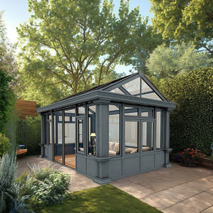 Usine professionnelle petit cadre en aluminium parasols serre à Double vitrage avec moulage de toit en triangle matériau en verre trempé - Product Image 3