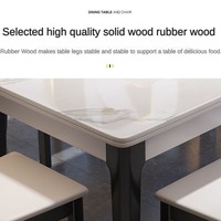 Nouvelle arrivée, table et chaises de salle à manger assemblées en bois blanc et gris, style moderne et luxueux, avec plateau en pierre frittée pour salle à manger