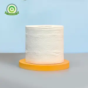 Venta al por mayor soluble impresión personalizada en relieve papel de baño 2 capas biodegradable suave blanco Centro tirar papel higiénico rollo de papel