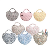 Tas Makeup Wanita Portabel Desain Terbuka Kapasitas Besar Motif Bunga Bahan Poliester Berlapis untuk Perlengkapan Mandi