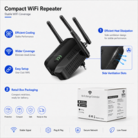 Répéteur WiFi 300 Mbps, amplificateur de portée sans fil 2,4 GHz, mode AP WPS Plug and Play, port Ethernet pour la maison