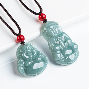 Colgante de Jadeíta Natural Azul Agua con Buda Guanyin, Estilo Chino UNISEX, Jade General al por Mayor GY68/FG68 - Product Image 3