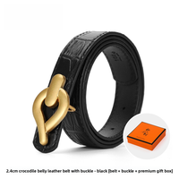 Ceinture pour femme en cuir de crocodile sans couture, cuir véritable, ceinture à boucle lisse rétro tendance pour jupes et jeans