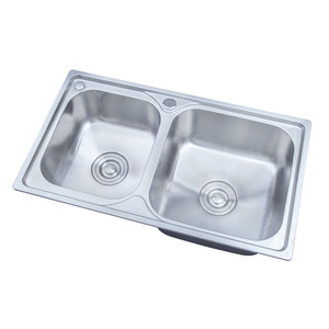 Évier double en acier inoxydable 304 7241 à encastrer, finition polie, pour le lavage des légumes - Product Image 1