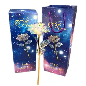 Hot Sale colorful 24k Gold foil fake valentines flower rose saint valentine gifts with flash LED