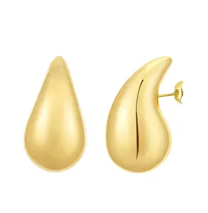 Waterproof 18K Gold Plated Stainless Steel Women Fashion Designer Popular Brand Waterdrop Jewelry Hollow Water Drop Earring 2023
