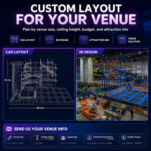 Parque de Trampolines con Certificación CE y ASTM, Estructura Deportiva Interior de Plástico en Colores Azul y Naranja con Zona de Salto y Tobogán para Proyectos de Centros Comerciales - Product Image 4