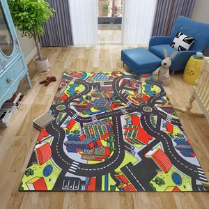 Karpet antiselip untuk anak-anak, karpet motif 3D, karpet Digital untuk ruang tamu tapis