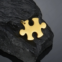 Breloques Puzzle en acier inoxydable plaqué or 18 carats, pendentif puzzle pour couple, collier, bracelet, bijoux, accessoires
