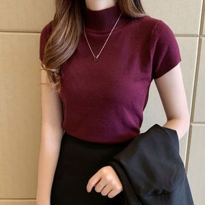 Nuova Moda: Maglione Casual Slim Fit a Collo Alto per Donne e Ragazze, Manica Corta, Tinta Unita, in <span class=keywords><strong>Maglia</strong></span> - Product Image 6