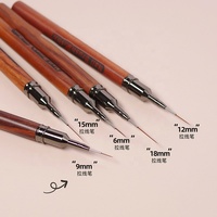 Vente en gros de pinceau à ongles manche en bois pinceau à ongles à doublure ultra fine dessin à la française stylo à fleurs à rayures