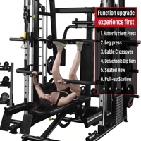 Máquina Smith con Power Rack y Cable Crossover, Equipo Multifunción para Gimnasio en Casa, Estación de Pesas para Sentadillas, Banco Ajustable