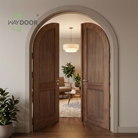 Porte intérieure double à arche en bois massif (Acajou, Chêne, Noyer) avec finition de surface personnalisée style Shaker