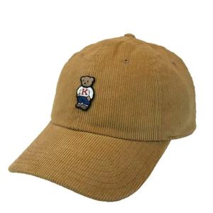 Casquette de baseball rétro en velours côtelé brodée ours, automne/hiver, pour hommes et femmes, à visière large décontractée, avec six boucles métalliques - Product Image 2