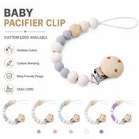 Attache sucette en Silicone, perles en bois pièces, pour bébé, chaîne motif fleurs artificielles, Logo personnalisé