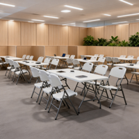 Table pliante portable en plastique de 72 pouces avec cadre robuste pour bureau, salle de réunion
