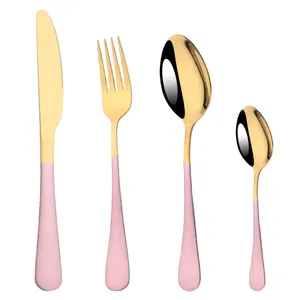 Số Lượng Lớn Đen Vàng Trắng Mạ Thép Không Gỉ Bộ Dao Kéo Nhà Bếp Fork Spoon Dao Kéo