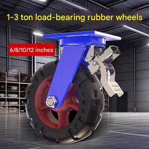 6/8/10/12 inch Heavy-duty swivel <b>wheels</b>, rubber <b>casters</b>, iron core <b>wheels</b>, 1-2 ton load capacity handcart <b>wheels</b> industry <b>caster</b> - Product Image 5