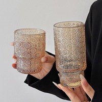 En stock – Tasse à matcha en verre ambré à motif floral, gobelet réutilisable pour boissons glacées au matcha, pour la cérémonie du thé matcha et l'usage quotidien