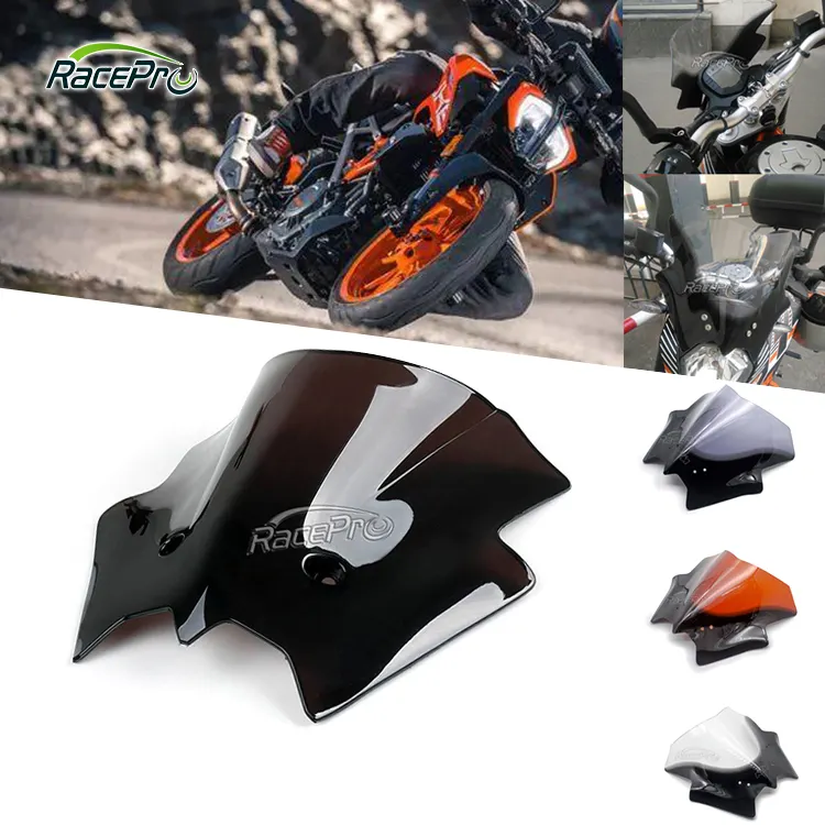 Racepro ABS plastic Wind Screen Shield Windshield Windscreen Motorcycle for KTM DUKE 125 200 All years DUKE 390 2013 2014 2016