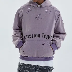 Oem Custom French Terry Hoodies No Strings 100% Cotton Oversized Embroidery Thick Heavy 280 Gsm Men'S Hoodies Blank Hoodie